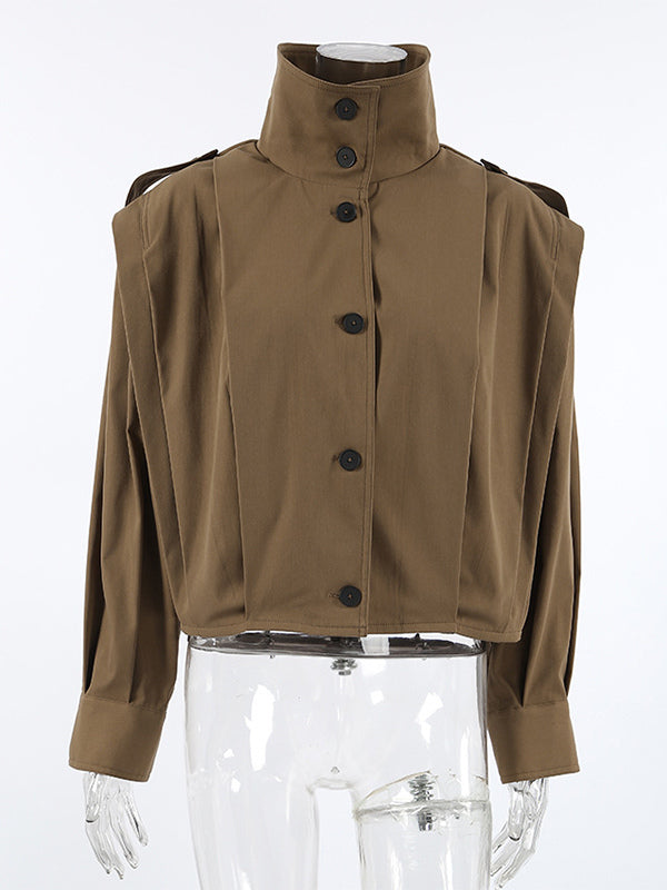 Stand Collar Cropped Jacket For Women 2026