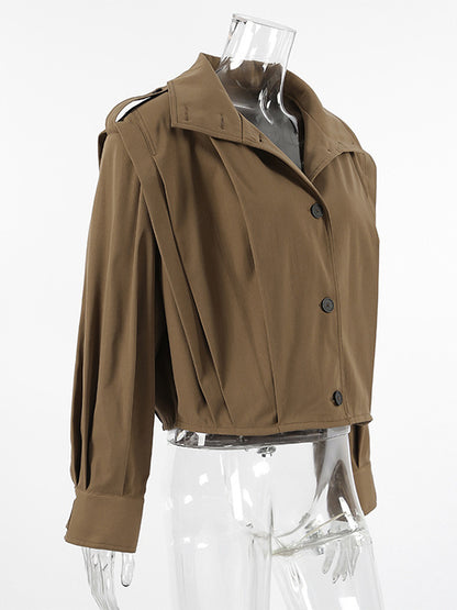 Stand Collar Cropped Jacket For Women 2026