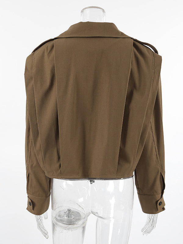 Stand Collar Cropped Jacket For Women 2026