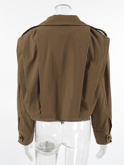 Stand Collar Cropped Jacket For Women 2026