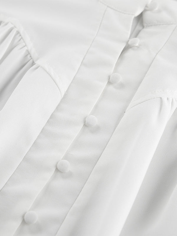 Vintage Puff Sleeve Blouse With Stand-Up Collar In Autumn For Women 2026