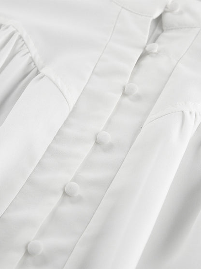 Vintage Puff Sleeve Blouse With Stand-Up Collar In Autumn For Women 2026