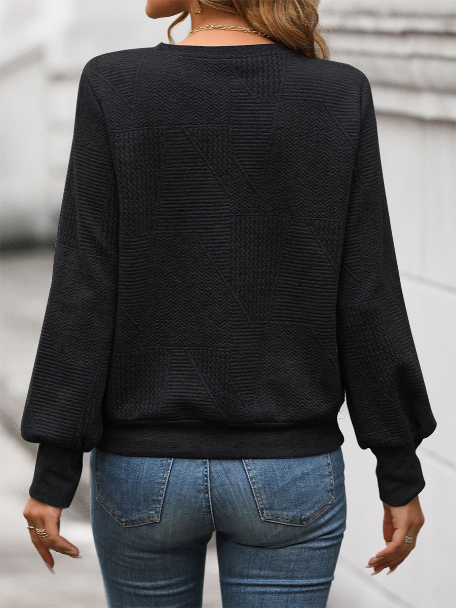 Geometric Textured Top With Puff Sleeves For Women 2026
