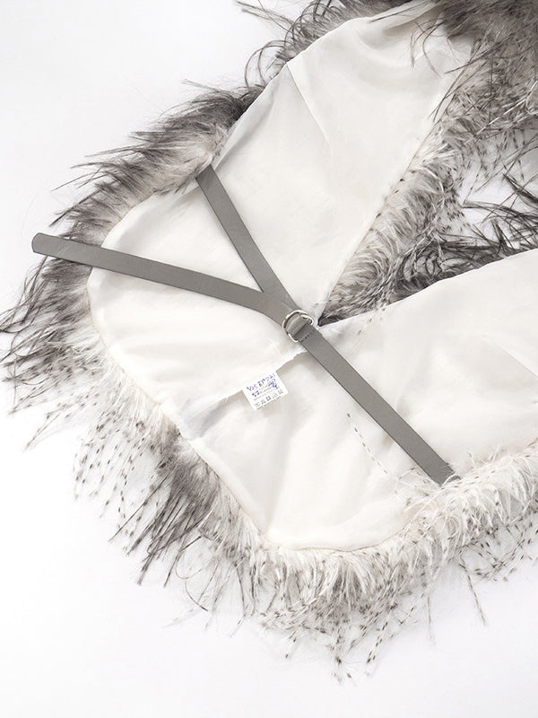 Faux Fur Backless Hooded Top With Fringe Hem For Women 2026