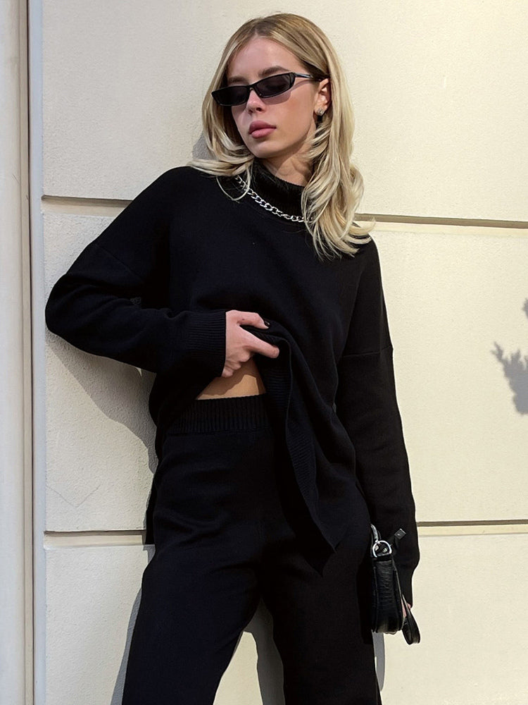 Oversized Turtleneck Pullover Sweater With Side Slits For Women 2026