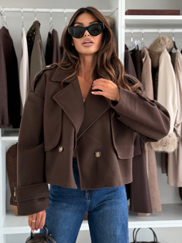 Oversized Dropped-Shoulder Crop Coat For Women 2026