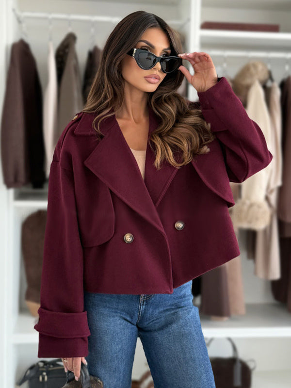 Oversized Dropped-Shoulder Crop Coat For Women 2026