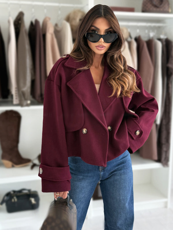 Oversized Dropped-Shoulder Crop Coat For Women 2026