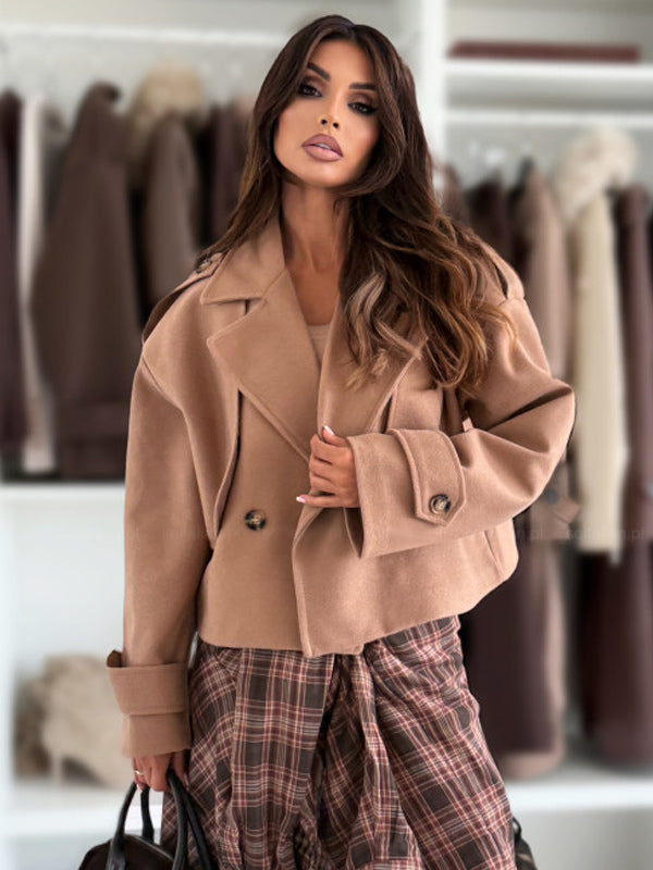 Oversized Dropped-Shoulder Crop Coat For Women 2026