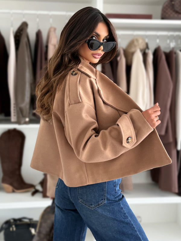 Oversized Dropped-Shoulder Crop Coat For Women 2026