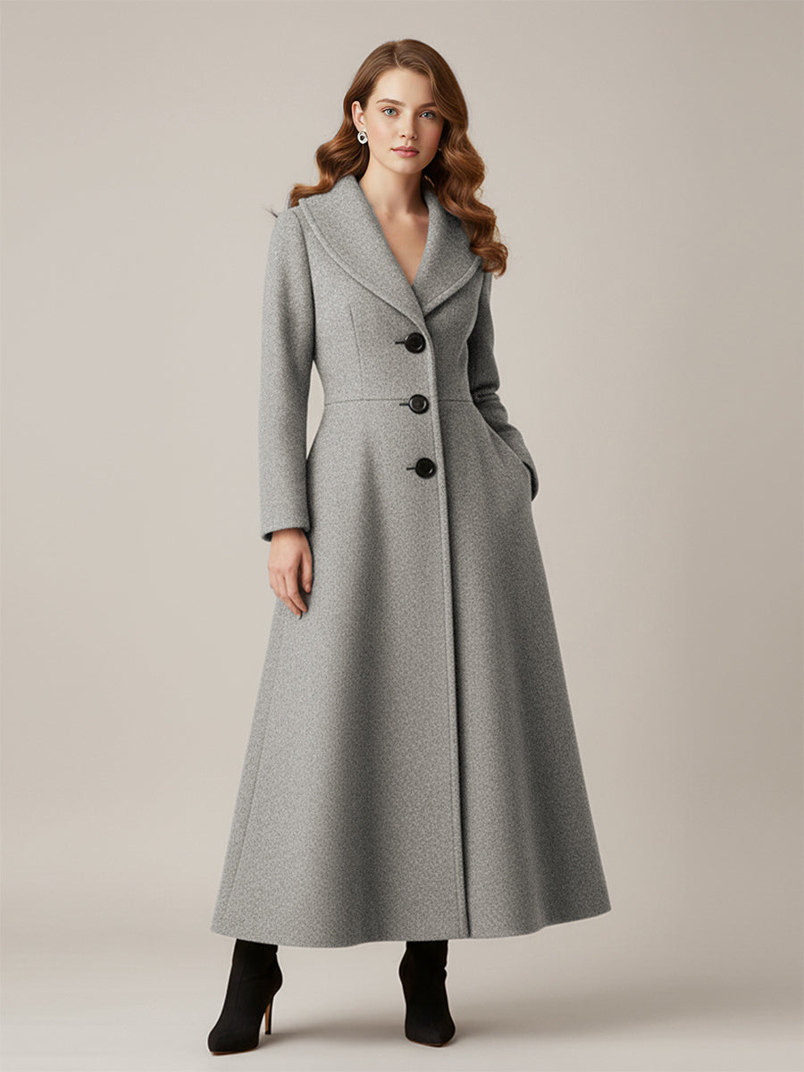 Full Length Woolen Coat With Shawl Collar For Women 2026