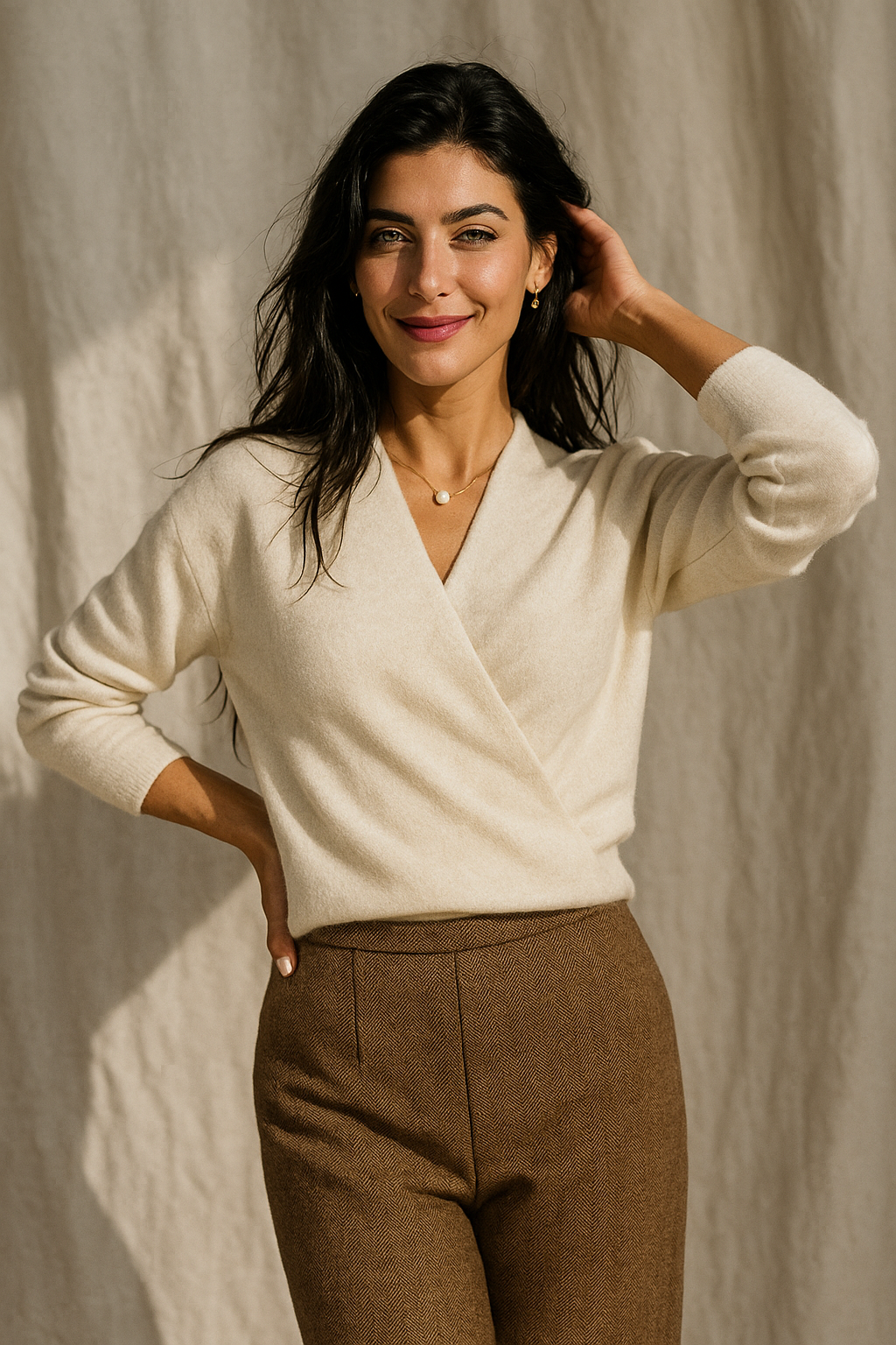 | Women's Winter Wrap V Neck Knit Sweater