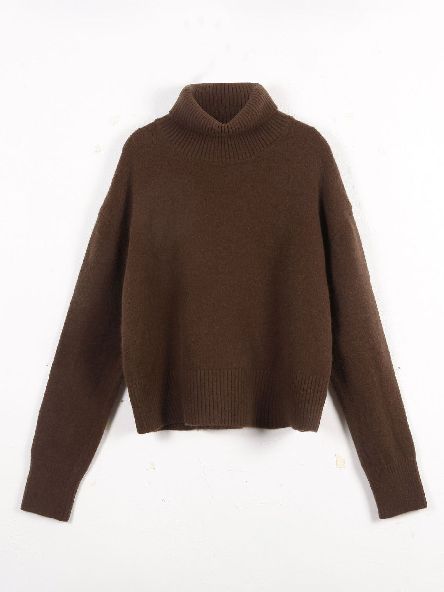 Cowl Neck Solid Color Knit Pullover Sweater For Women 2026