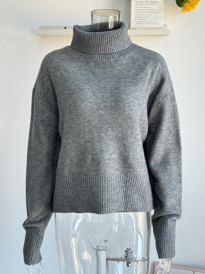 Cowl Neck Solid Color Knit Pullover Sweater For Women 2026