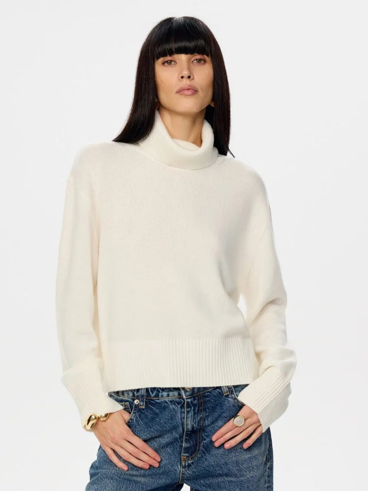 Cowl Neck Solid Color Knit Pullover Sweater For Women 2026