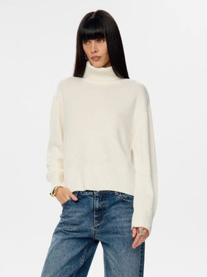 Cowl Neck Solid Color Knit Pullover Sweater For Women 2026