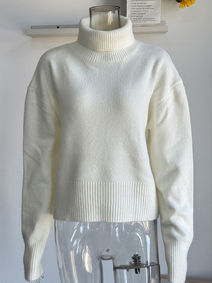 Cowl Neck Solid Color Knit Pullover Sweater For Women 2026