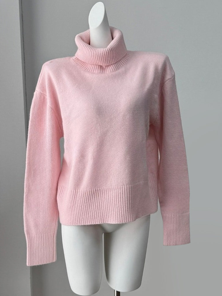 Cowl Neck Solid Color Knit Pullover Sweater For Women 2026