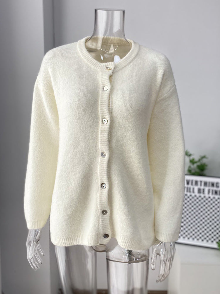 Crewneck Knit Basic Pullover Cardigan For Women 2026