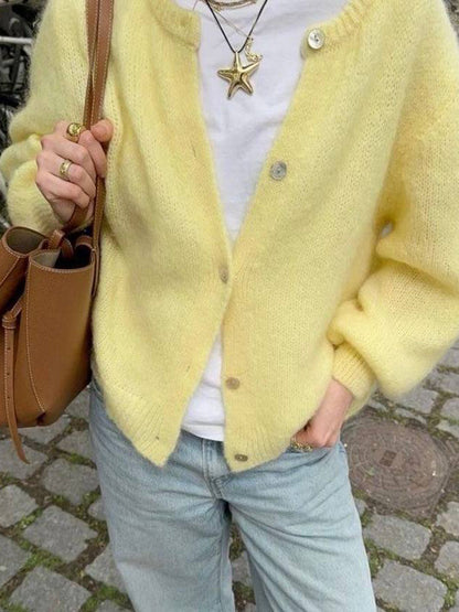 Crewneck Knit Basic Pullover Cardigan For Women 2026