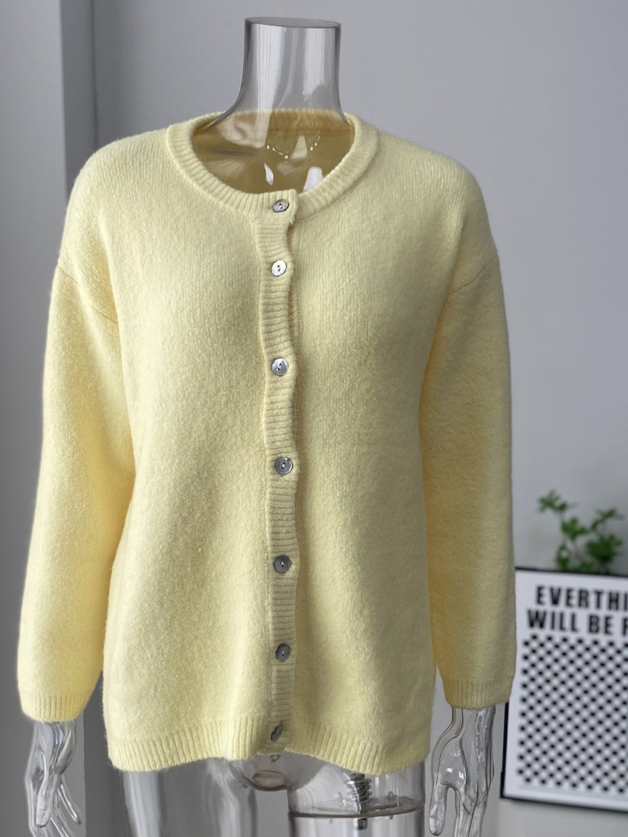 Crewneck Knit Basic Pullover Cardigan For Women 2026