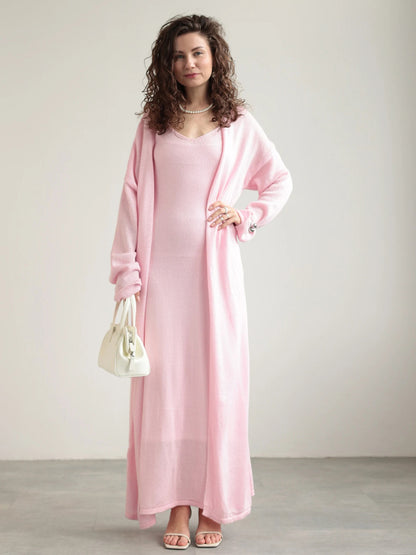 Knit 3-piece Co-ord Set Maxi Dress And Long Cardigan And Slip Dress For Women 2026