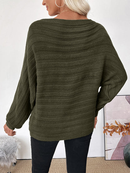 Off Shoulder Loose Fit Long Sleeve Knitted Sweater Top For Women 2026