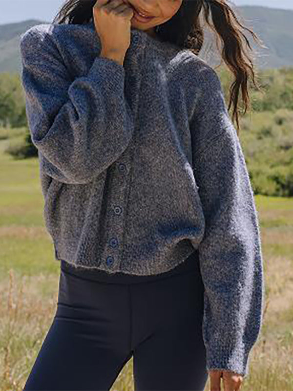 Knitted Cardigan Sweater With Drop Shoulder And Long Sleeve For Women 2026