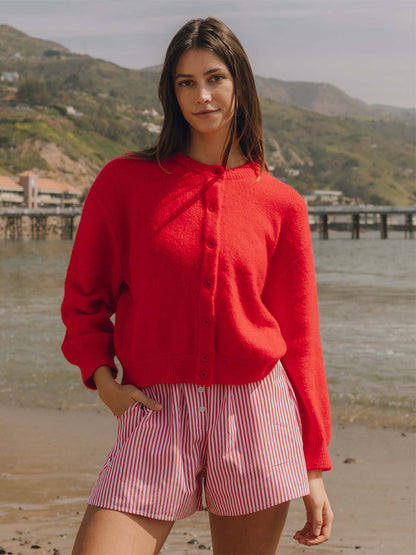 Knitted Cardigan Sweater With Drop Shoulder And Long Sleeve For Women 2026