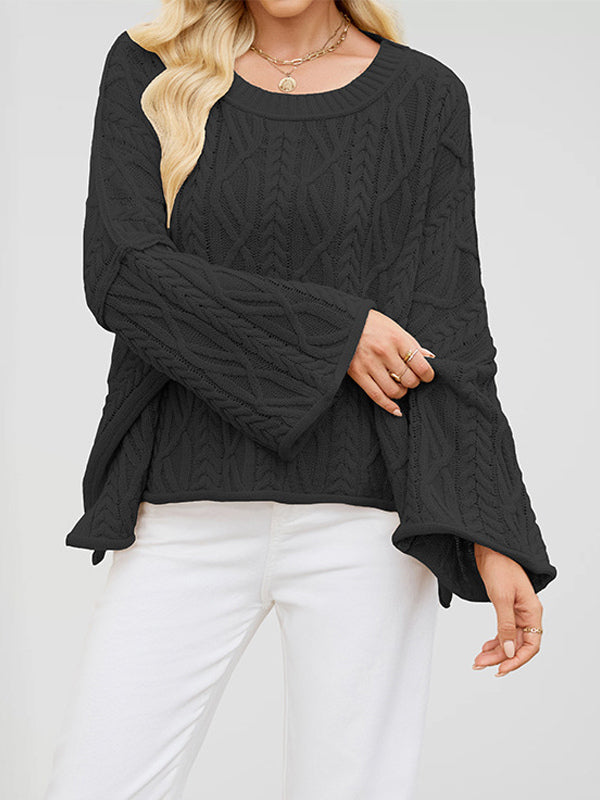 Oversized Cable Knit Drop Shoulder Sweater For Women 2026