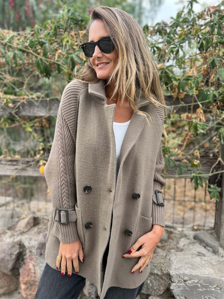 Knit Sleeve Patchwork Blazer For Women 2026