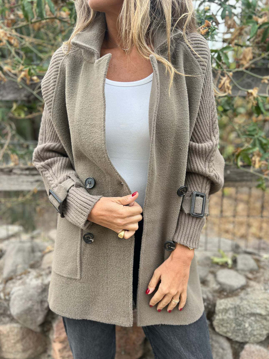 Knit Sleeve Patchwork Blazer For Women 2026