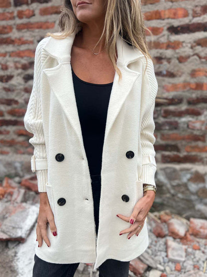 Knit Sleeve Patchwork Blazer For Women 2026