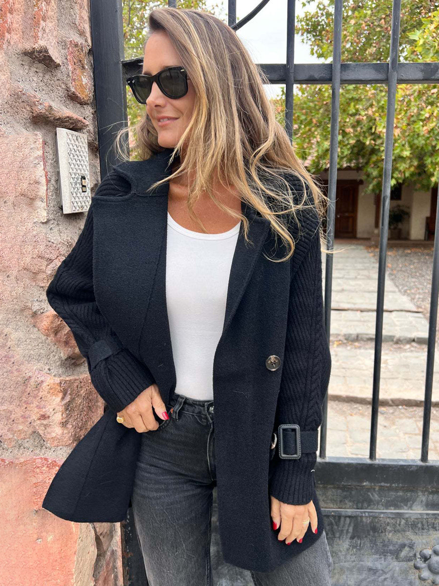 Knit Sleeve Patchwork Blazer For Women 2026