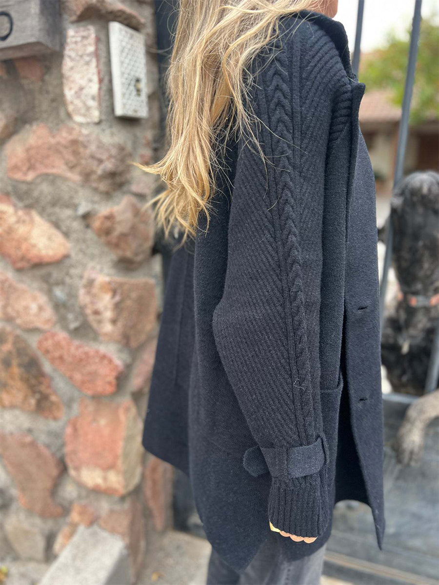 Knit Sleeve Patchwork Blazer For Women 2026