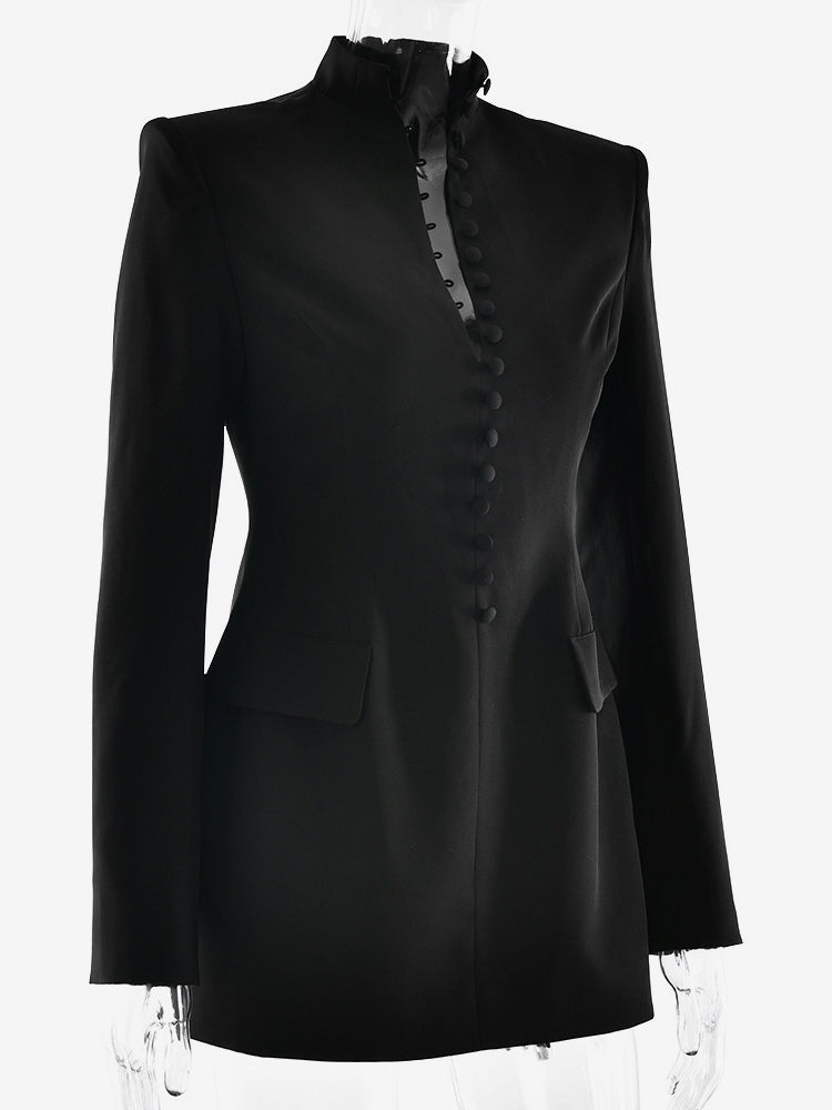 Modern Structured Button Up Slim Blazer Mini Dress For Women 2026