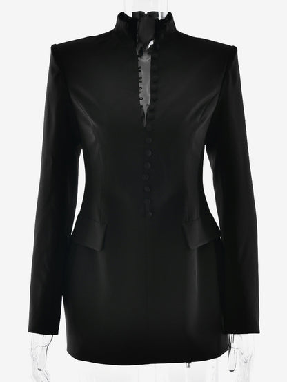 Modern Structured Button Up Slim Blazer Mini Dress For Women 2026