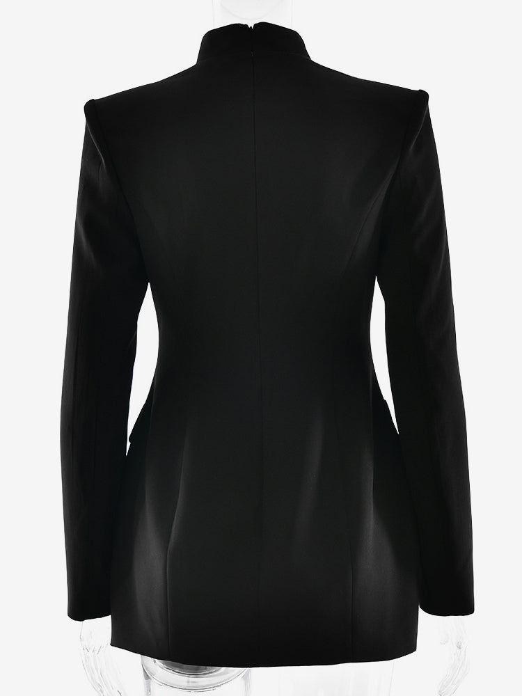 Modern Structured Button Up Slim Blazer Mini Dress For Women 2026