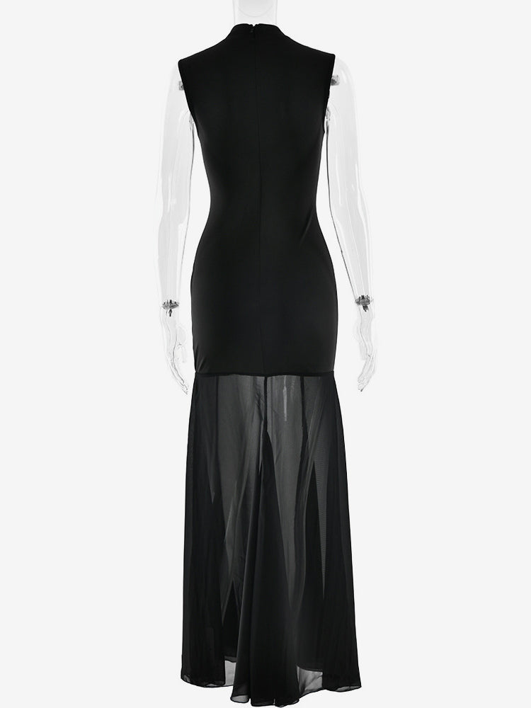 Elegant Keyhole Cutout High Neck Mermaid Maxi Dress For Women 2026