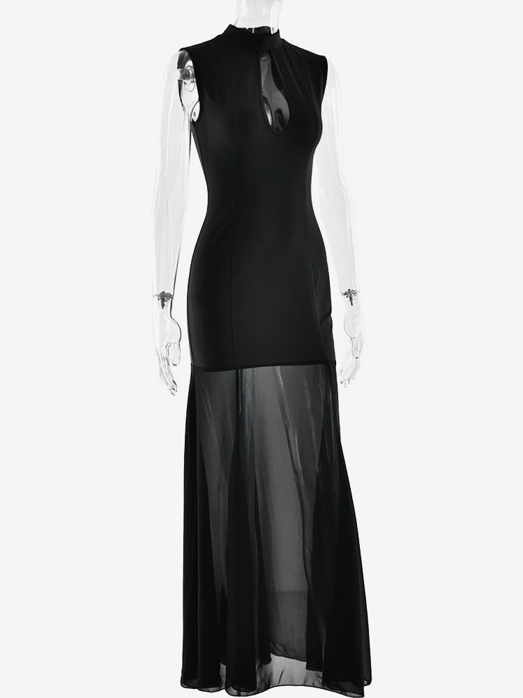 Elegant Keyhole Cutout High Neck Mermaid Maxi Dress For Women 2026
