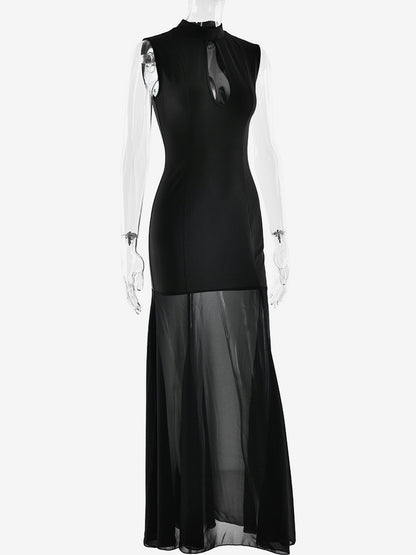 Elegant Keyhole Cutout High Neck Mermaid Maxi Dress For Women 2026