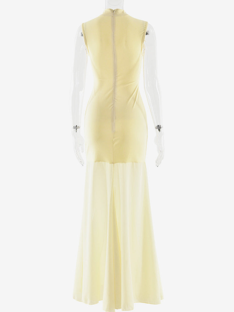 Elegant Keyhole Cutout High Neck Mermaid Maxi Dress For Women 2026