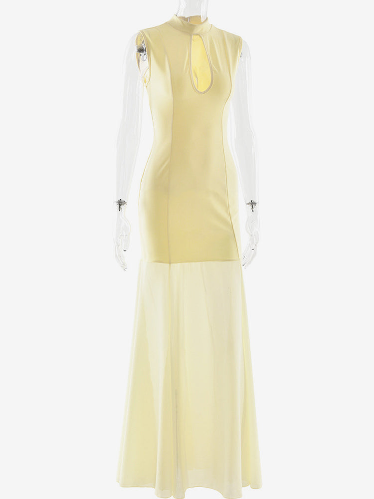 Elegant Keyhole Cutout High Neck Mermaid Maxi Dress For Women 2026