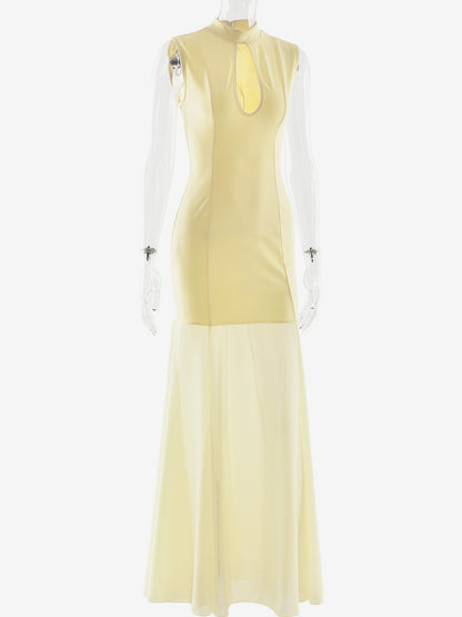 Elegant Keyhole Cutout High Neck Mermaid Maxi Dress For Women 2026
