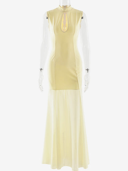 Elegant Keyhole Cutout High Neck Mermaid Maxi Dress For Women 2026