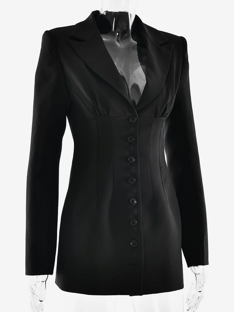Modern Blazer Padded Shoulder Ruched Bodycon Mini Dress For Women 2026
