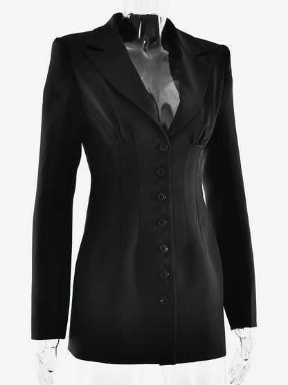 Modern Blazer Padded Shoulder Ruched Bodycon Mini Dress For Women 2026