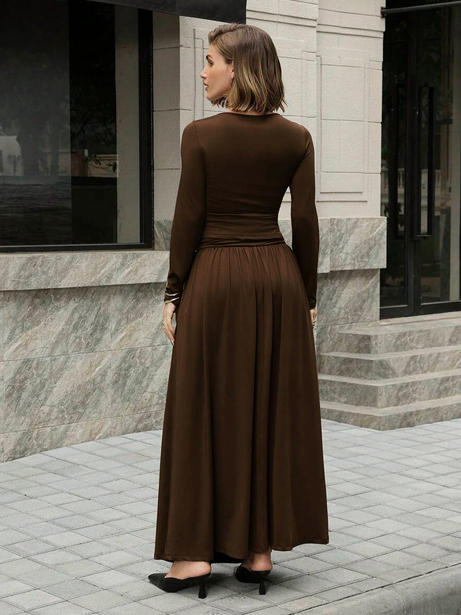Asymmetric Neckline Long Sleeve Maxi Dress For Women 2026