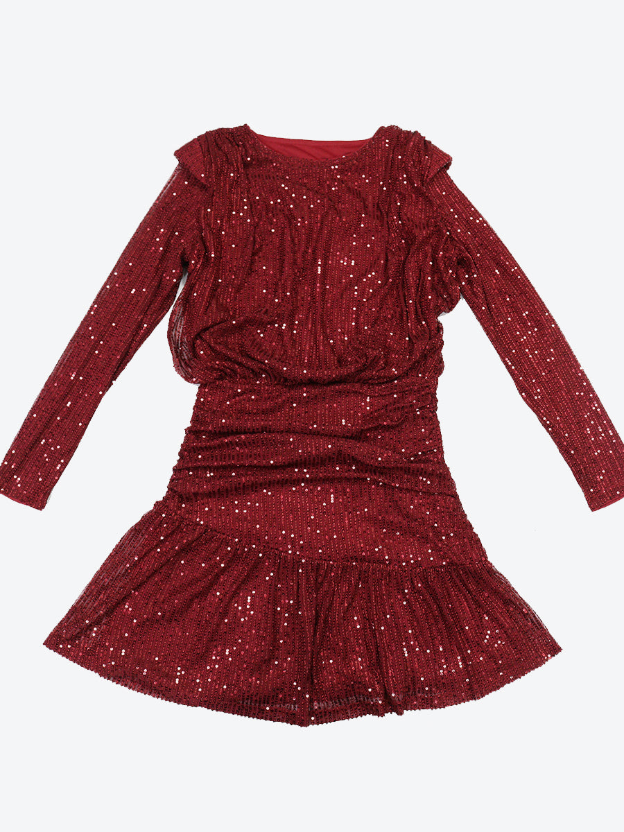 Long Sleeve Sequin Stripe Ruched Mini Party Dress For Women 2026