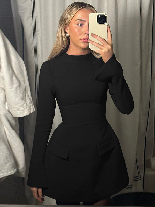 Minimalist Long Sleeve Mini Bodycon Dress For Women 2026